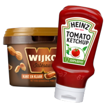 Wijko satésaus of Heinz ketchup, 50% of zero